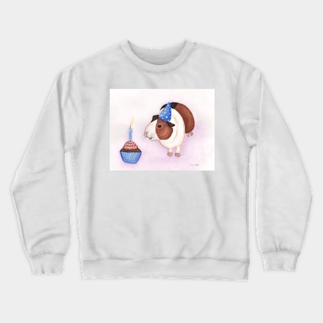 Guinea Pig and Birthday Cake Crewneck Sweatshirt by WolfySilver